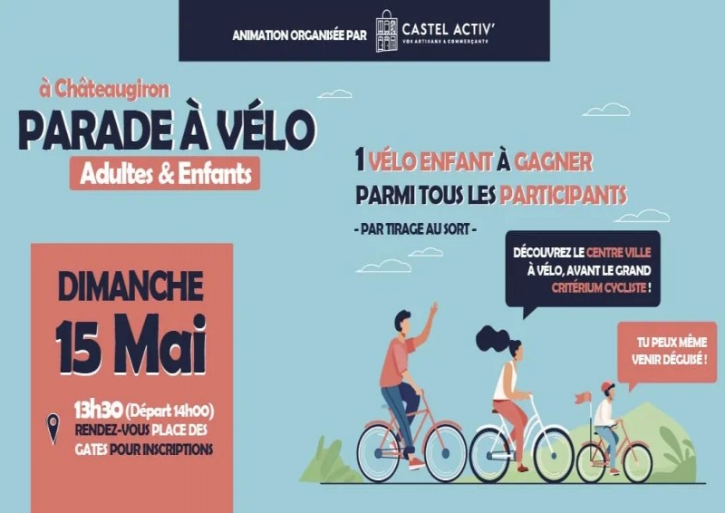 Parade à vélo adultes et enfants organisée par CASTEL ACTIVE